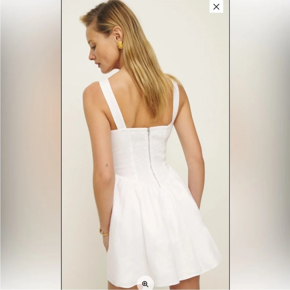 Reformation Daria White Linen Mini Dress - Picture 2 of 6